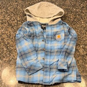 Carhartt Kids Blue and Gray Plaid Button Down Shirt
